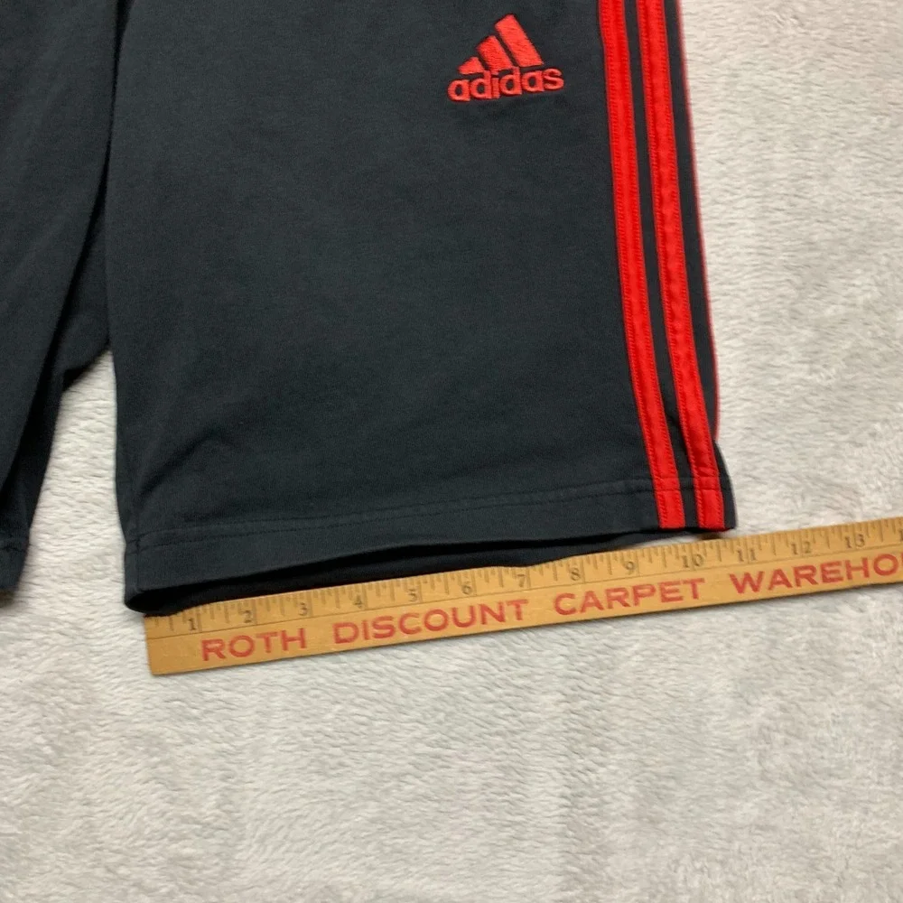 Adidas Cotton Drawstring‎ Shorts Mens S Black Red 3 Stripe